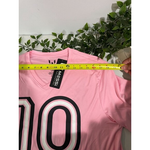 Lionel Messi Pink V-Neck Soccer Jersey L/G Messi Collection Logo 100% Polyester - Picture 8 of 10